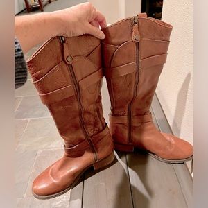 Knee high boots pebbled leather